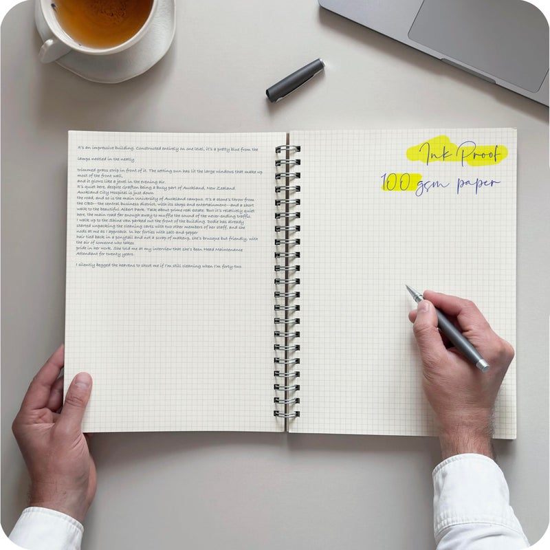 le vent 2 pack Grid Paper Large Spiral Notebook 8.5 x 11 with 100gsm Thick Paper - Square Graph Quad Ruled Notebooks for Math, Science, Engineering - 200 Pages of Lay Flat, Ink Proof Paper - A4 - Image 2