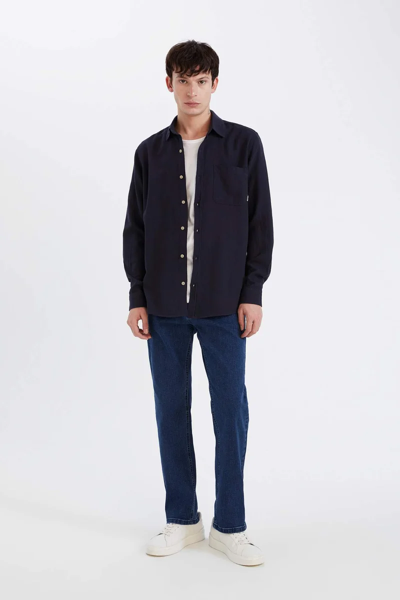 ديفاكتو Regular Fit Cotton Long Sleeve Shirt