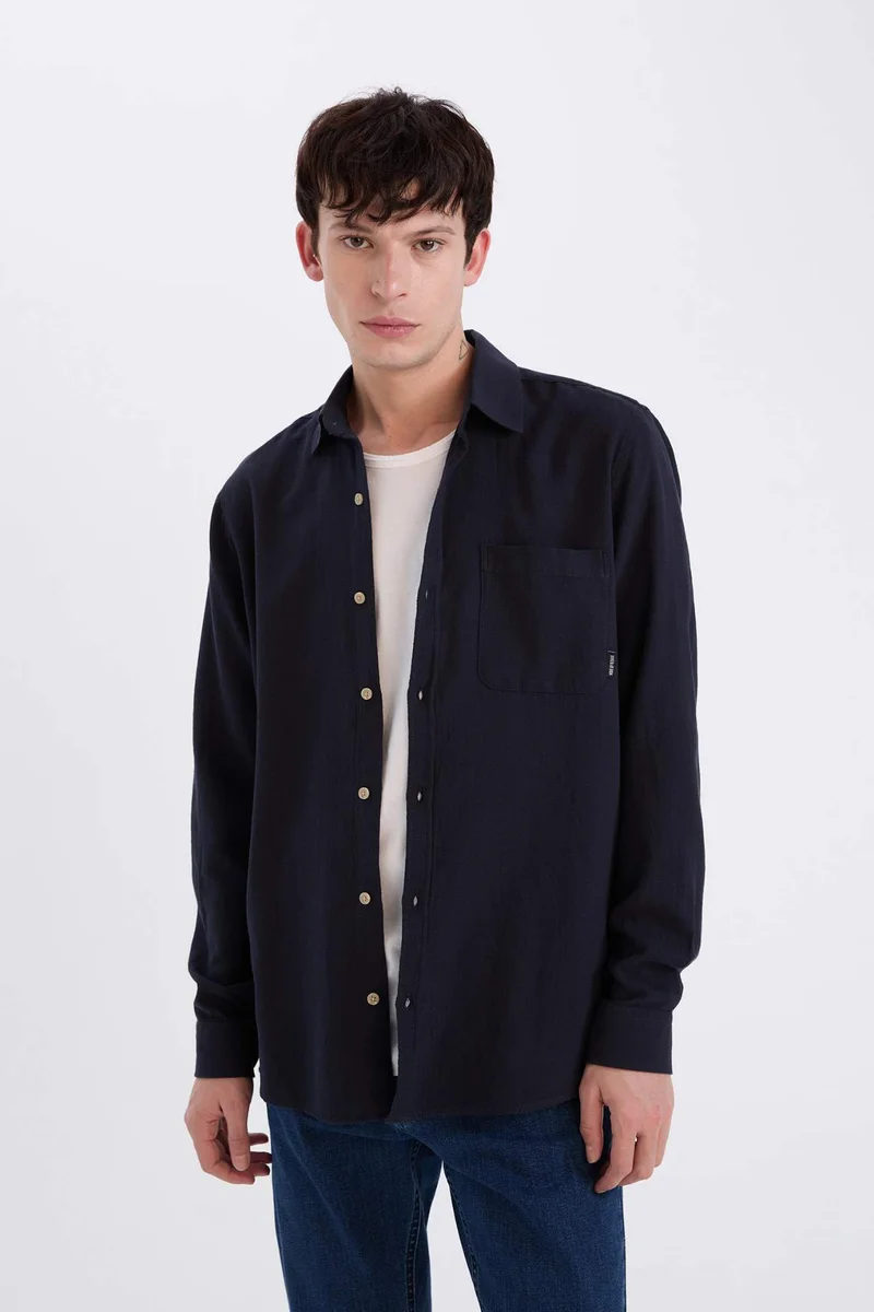 ديفاكتو Regular Fit Cotton Long Sleeve Shirt