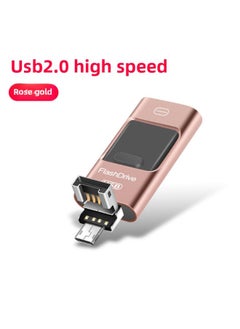 Generic Mobile Phone U Disk USB Flash Disk Applicable To For AppleAndroid Three-in-one U Disk Metal Rotating Push-pull U Disk 32G Gift U Disk-Color:Gold 2.0-Capacity:32GB  - Image 5