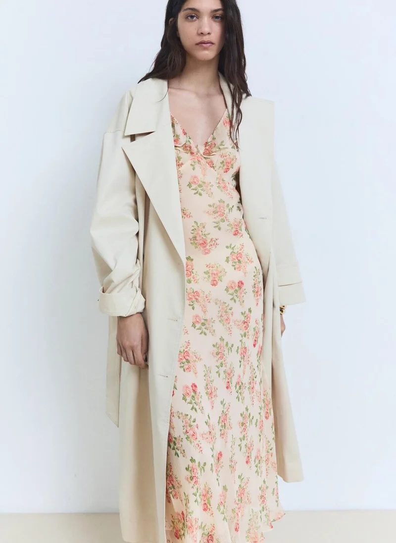 MANGO Floral Chiffon Midi Dress