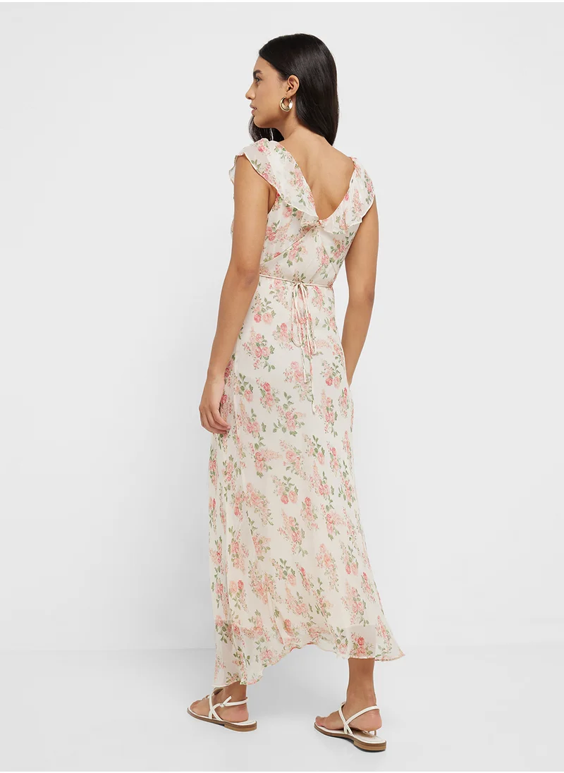 MANGO Floral Midi-Dress With Bow