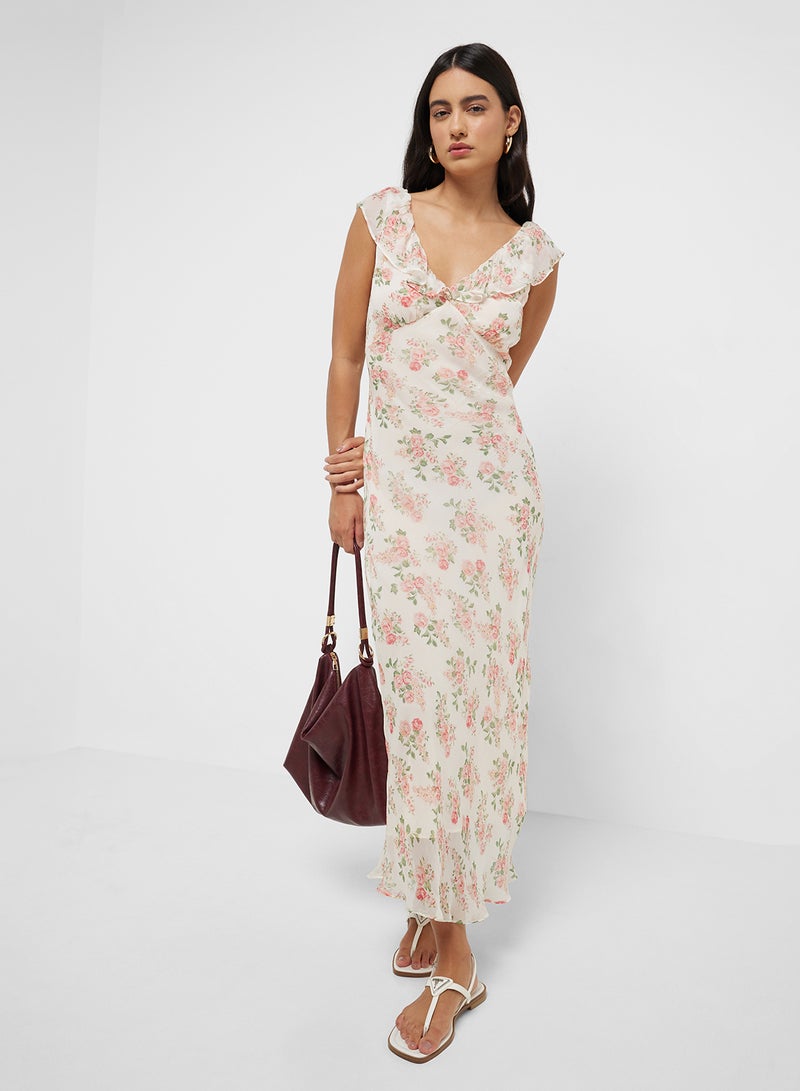 MANGO Floral Chiffon Midi Dress  - Image 1