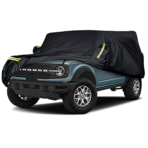 SPORTULI Waterproof Car Covers Replace for 2021-2024 Ford Bronco 4 Door, 6 Layers All Weather Bronco Car Cover with Zipper Door & Windproof Bands for Snow Rain Dust Hail Protection (4 Door) - Image 1