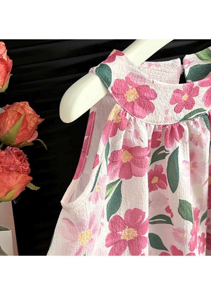 2–3Y Toddler Girl Summer Floral Dress, Sleeveless A-line Polyester Outfit for Beach, Park, Daycare, Casual Outing – Fit for Height 90–100cm - Image 4