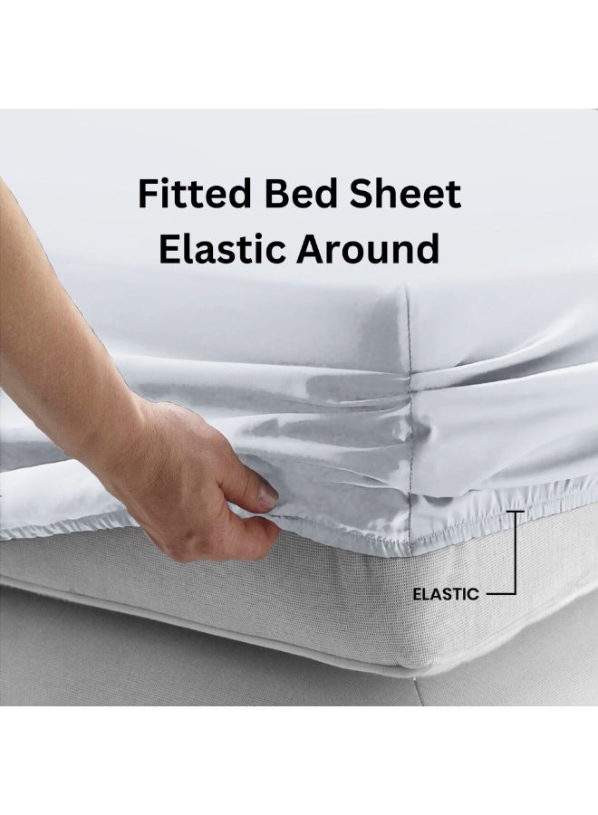TW Premier Premium Fitted Bed Sheet Set with Oxford Edge Pillowcases | 3-Piece Set | High-Quality 90 GSM Microfiber | 30 cm Deep Pocket - Image 5