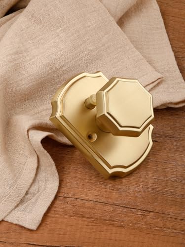SORWDUERM 1 Pack Gold Door Knobs Privacy Door Knob Satin Brass Door Knob Interior Brushed Gold Door Knobs for Bedroom and Bathroom,Zinc Alloy - Image 2