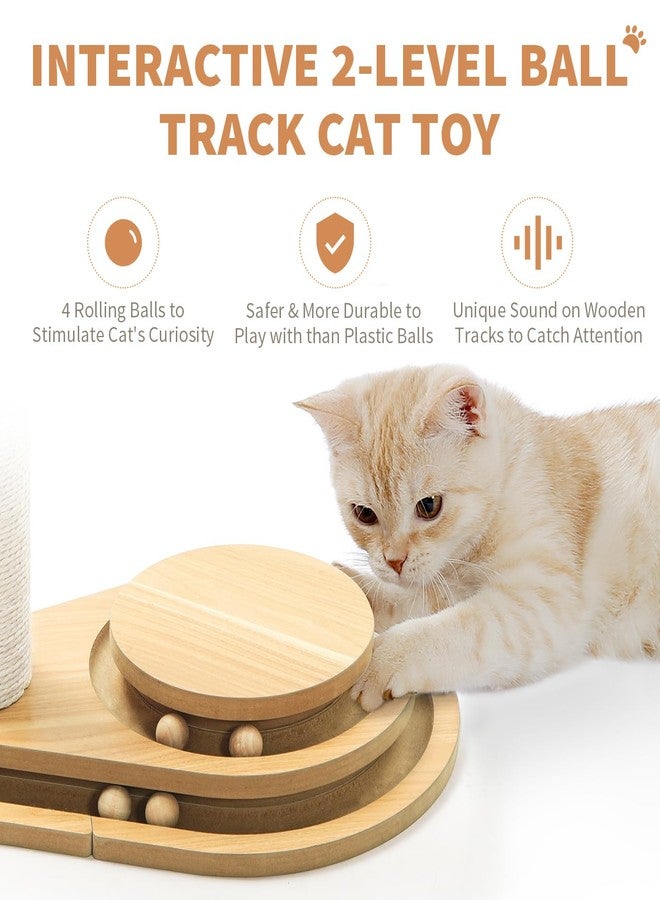 MADE 4 PETS Made4Pets Wooden Cat Scratching Post for Indoor Cats with Interactive Toys Cat Scratcher Modern 23" Tall with Two-Layer Turntable Balls & Dangling Ball Cat Scratch Post for Medium Cats/Kitten - Image 3