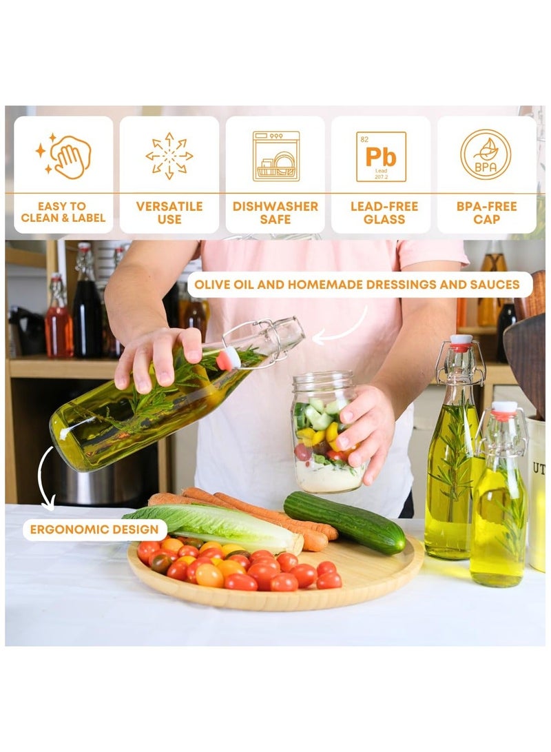 هوم زون هوم زون مجموعة من 6 زجاجات زجاجية قابلة لإعادة الاستخدام للزيت والماء والخل مع غطاء قابل للإزالة (500 مل) - Image 5