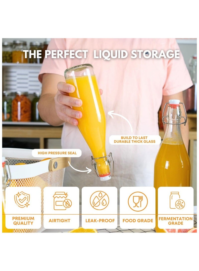 هوم زون هوم زون مجموعة من 6 زجاجات زجاجية قابلة لإعادة الاستخدام للزيت والماء والخل مع غطاء قابل للإزالة (500 مل) - Image 4