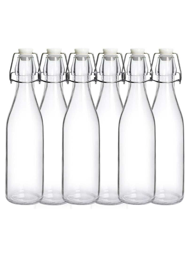 هوم زون هوم زون مجموعة من 6 زجاجات زجاجية قابلة لإعادة الاستخدام للزيت والماء والخل مع غطاء قابل للإزالة (500 مل) - Image 1