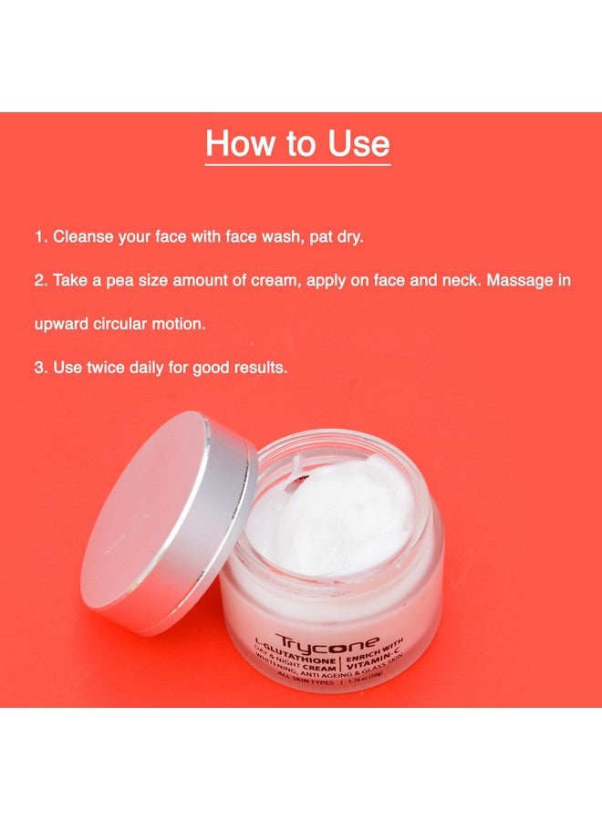 Trycone L- Glutathione And Vitamin C Day & Night Moisturizer Cream For Face, Anti Aging, Dark Spots Removal, Enrich With Kojic Acid And Natural Actives, 50 Gm - Image 1