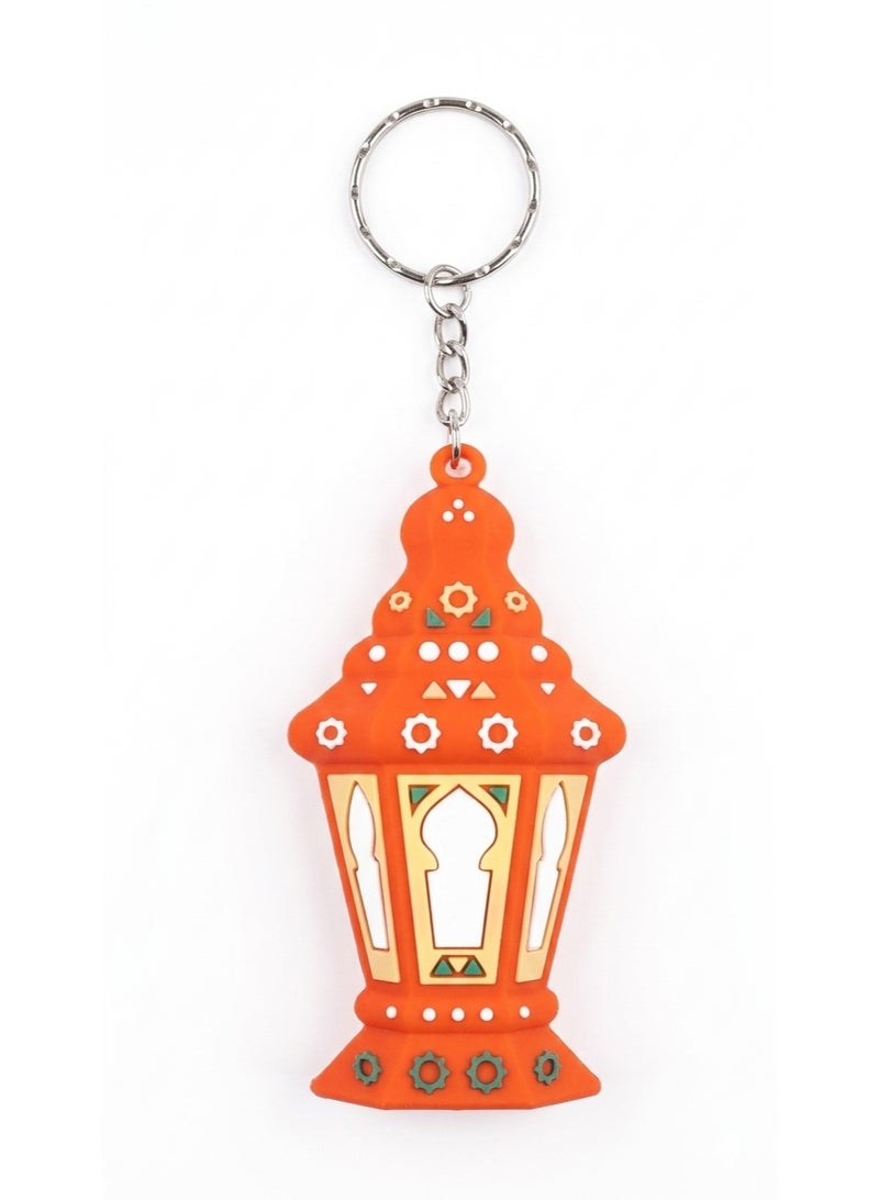 3-Piece Ramadan Lantern Keychain Set, Traditional Lantern Design with Detailed Embossing and Vibrant Colors, Ideal Festive Keyring and Ramadan Gift (Orange Color) - Image 1