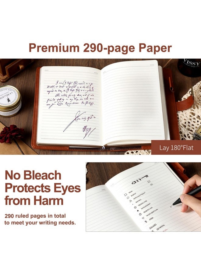 CAGIE Diary With Lock For Women And Men A5 Refillable 290 Lined Pages Locked Journal With Pen, Journal With Lock For Adults Travel Diary For Writing, 5.7'' X 8.3'', Brown - Image 4