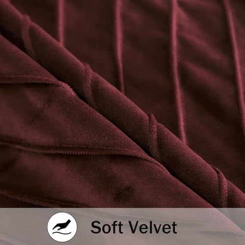 Tosleo Burgundy Velvet Throw Pillow Covers 18 x18 inch Pack of 2 with Gold Leather Decorative Couch Pillow Cover Luxury Modern Pillowcases for Living Room Bedroom Sofa Cushion Bed - Image 4