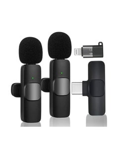 2in1 Bluetooths Mic K9 Wireless Collar Microphone Dual Lapel Lavalier Mic for Noise Reduction Vlogging Interview Live Streaming YouTube Video Broadcast With 2 Mic Receiver for iPhone and Android