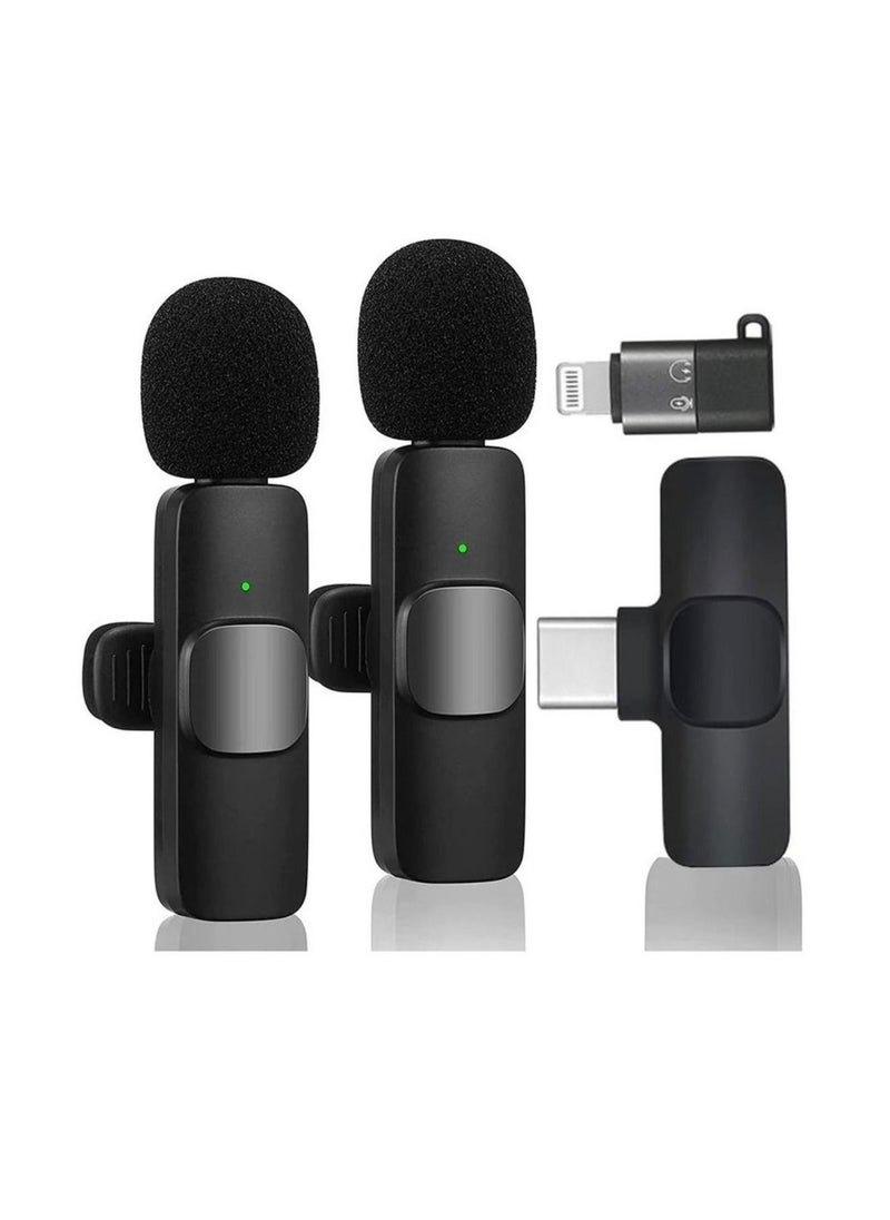 K9 - 2in1 Bluetooths Mic K9 Wireless Collar Microphone Dual Lapel Lavalier Mic for Noise Reduction Vlogging Interview Live Streaming YouTube Video Broadcast With 2 Mic Receiver for iPhone and Android - Image 1