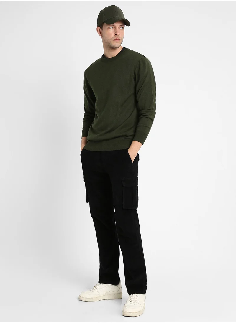 Dennis Lingo Teal Green Regular Fit Sweater for Men - 100% Acrylic, Colourblocked, Mock Neck, Full Sleeves, Casual