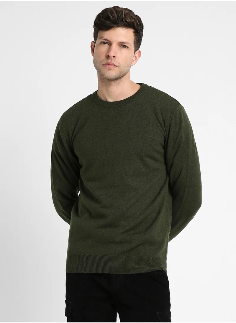 دينيس لينغو Teal Green Regular Fit Sweater for Men - 100% Acrylic, Colourblocked, Mock Neck, Full Sleeves, Casual