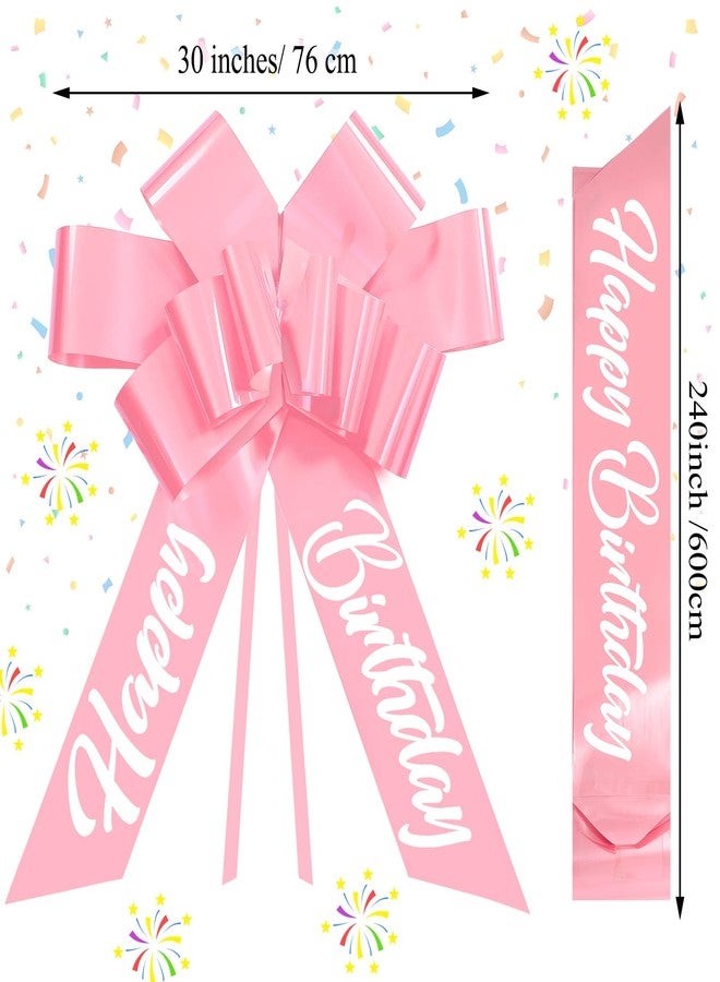 Datanly Giant Birthday Car Bow 30 Inch Large Pull Ribbon, Large Wrap Bow Car Decoration for Christmas Parties Birthday (Light Pink) - Image 3