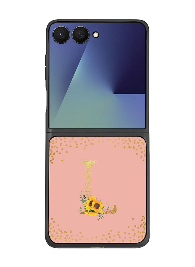 Stylizedd For Samsung Galaxy Z Flip7 Case,Slim fit Camera Protection, Shockproof Thin Phone cover  - Custom Floral Monogram - L  (Rose Pink ) - Image 1