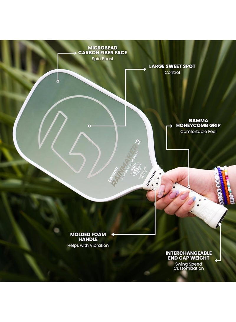 Gamma GAMMA Rainmaker Pickleball Paddle – Lightweight, Large Sweet Spot, Microbead Carbon Fiber Face for Spin & Control, Customizable Swing Weight – Available in 6 Colors  - Image 2