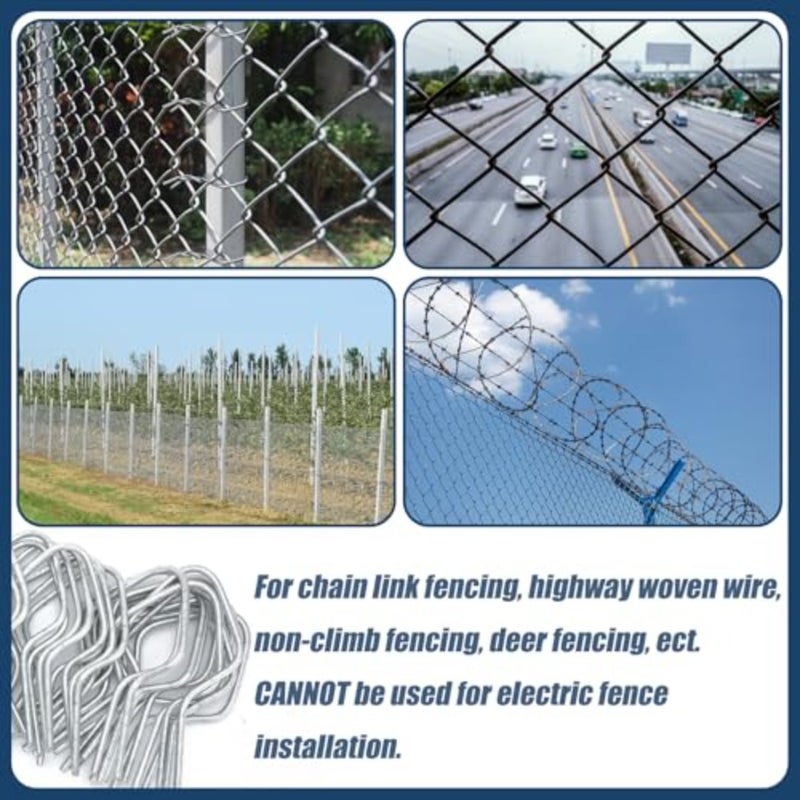 Hicarer Pcs T Post Clips Metal Wire Fence Clips Galvanized Steel Tie Preformed Fencing Clip Fence Ties for T-Posts/u-Posts Silver - Image 4