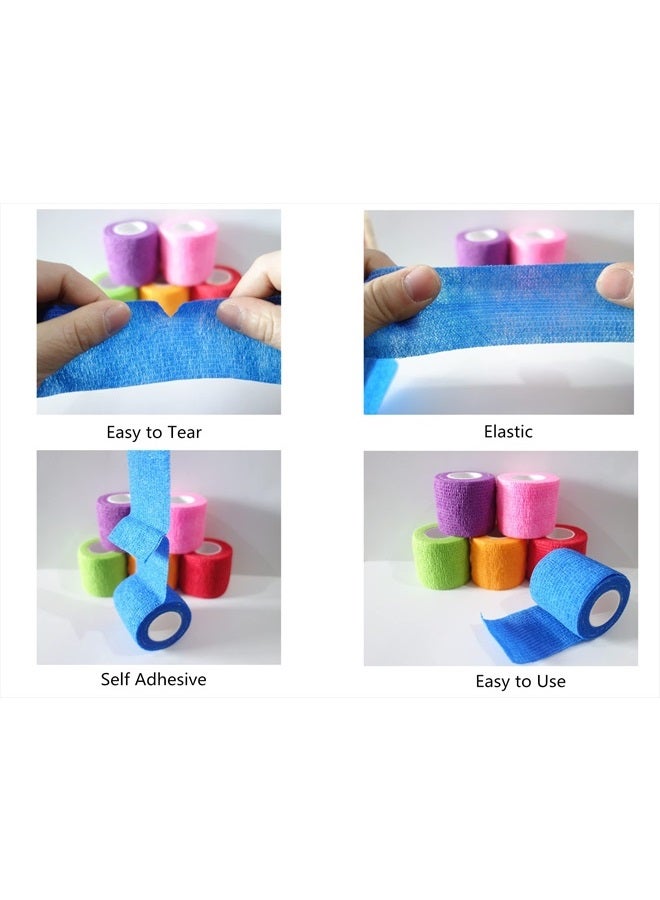 Transun Moo 6 Pack 2" x 5 Yards Self Adhesive Bandage Wrap Breathable Cohesive Vet Wrap for Pets, Elastic Self-Adherent Tape for Sports, Wrist, Ankle (Mixed Colors) - Image 4