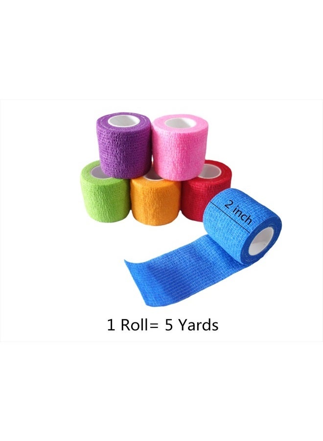 Transun Moo 6 Pack 2" x 5 Yards Self Adhesive Bandage Wrap Breathable Cohesive Vet Wrap for Pets, Elastic Self-Adherent Tape for Sports, Wrist, Ankle (Mixed Colors) - Image 2