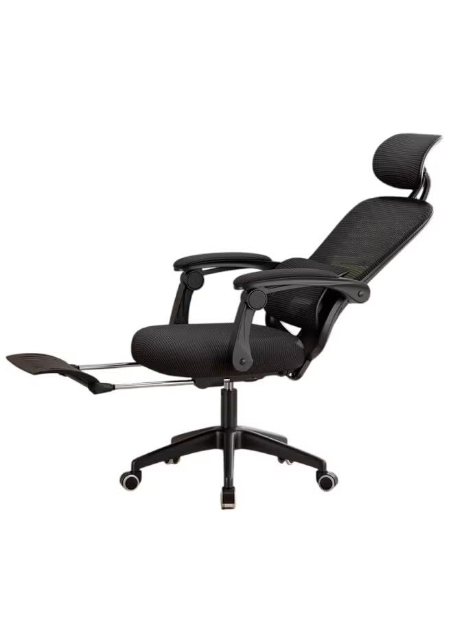 Huitich Ergonomic Mesh Office Chair with Footrest & Adjustable Lumbar Support – Black Mesh, Black Frame - Image 1