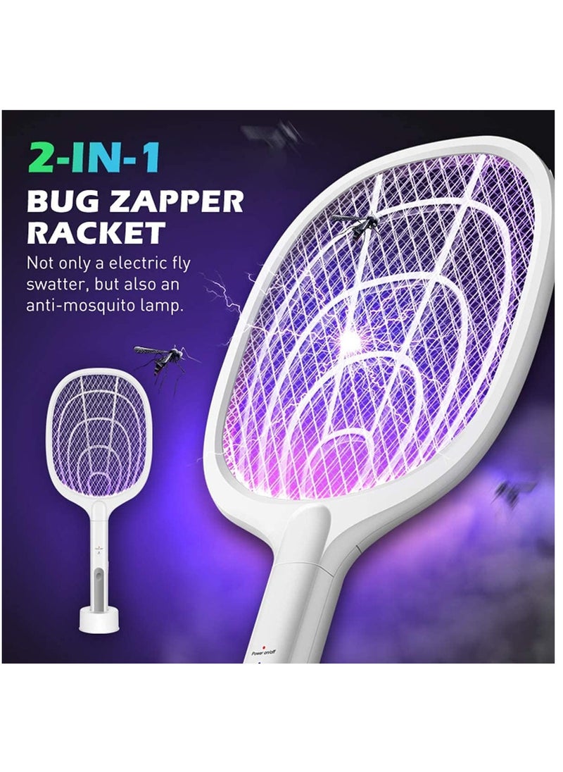 Vitacelli - Bug Zapper, 3000 Volt Indoor & Outdoor Electric Fly Swatter, USB Rechargeable Mosquito Killer Racket for Home Bedroom, Kitchen,Office, Backyard, Patio,Safe to Touch with 3-Layer Safety Mesh - Image 1