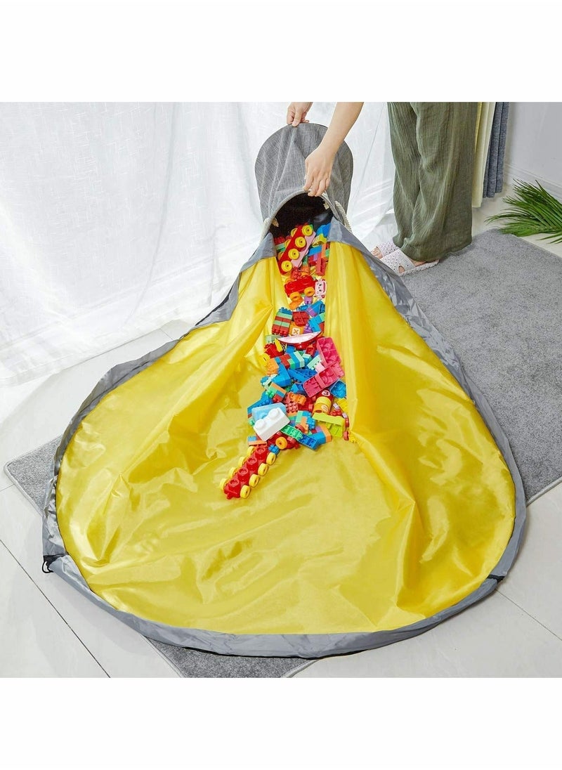 null - Large Play Mat and Toy Storage Organizer Baskets, Detachable Outdoor Toy Quick Storage Bag Collapsible Canvas Basket for Kids Room,Toy Organizer, Prize Box Toys for Classroom Storage - Image 1