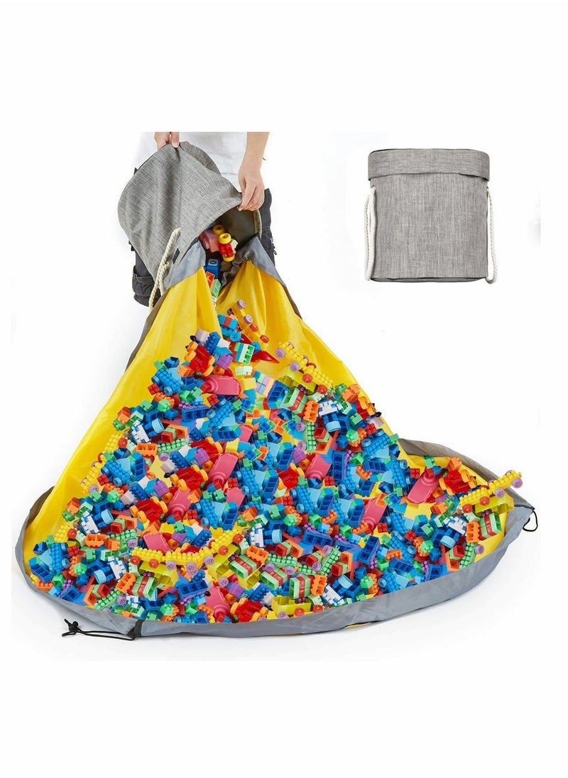 null - Large Play Mat and Toy Storage Organizer Baskets, Detachable Outdoor Toy Quick Storage Bag Collapsible Canvas Basket for Kids Room,Toy Organizer, Prize Box Toys for Classroom Storage - Image 1