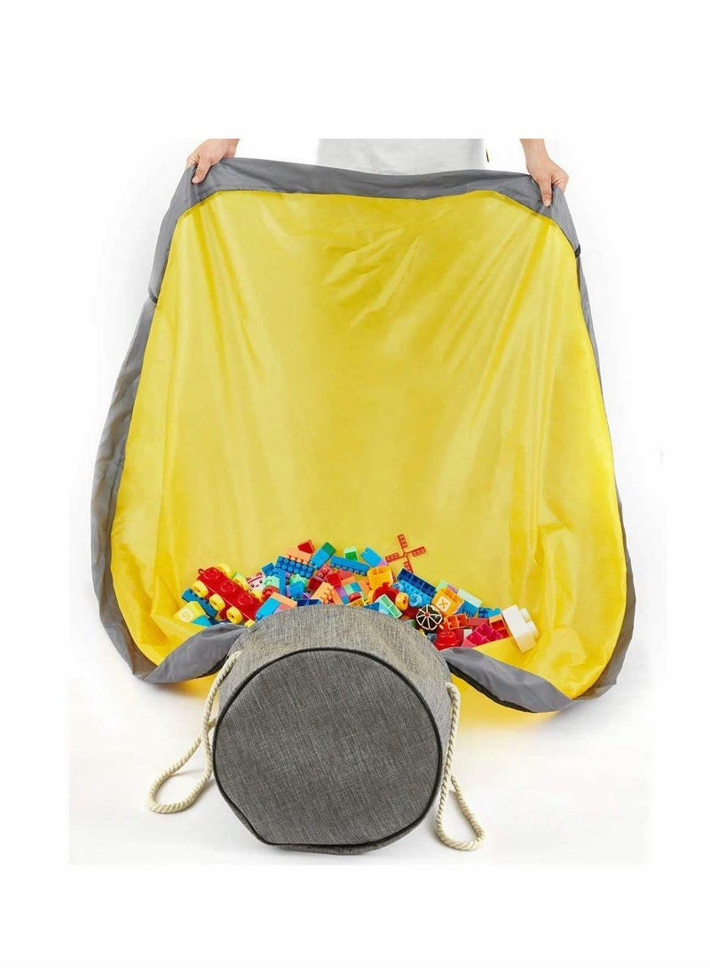 null - Large Play Mat and Toy Storage Organizer Baskets, Detachable Outdoor Toy Quick Storage Bag Collapsible Canvas Basket for Kids Room,Toy Organizer, Prize Box Toys for Classroom Storage - Image 1