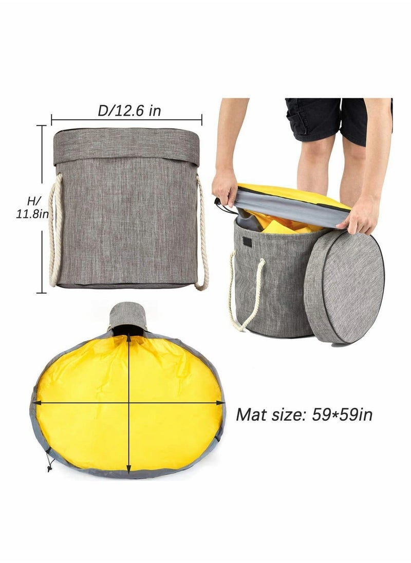 null - Large Play Mat and Toy Storage Organizer Baskets, Detachable Outdoor Toy Quick Storage Bag Collapsible Canvas Basket for Kids Room,Toy Organizer, Prize Box Toys for Classroom Storage - Image 1