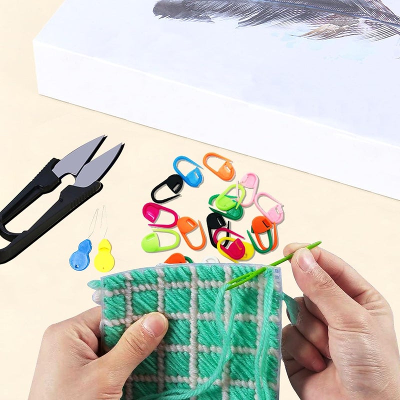 Allazone 45 PCS Mesh Plastic Canvas Sheets Kit, 3 Shape Clear Plastic Canvas, 12 Color Acrylic Yarn for DIY Crafts Embroidery Cross Stitch, Acrylic Yarn Crafting, Knit and Crochet Projects - Image 4