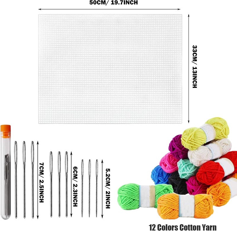 Allazone 45 PCS Mesh Plastic Canvas Sheets Kit, 3 Shape Clear Plastic Canvas, 12 Color Acrylic Yarn for DIY Crafts Embroidery Cross Stitch, Acrylic Yarn Crafting, Knit and Crochet Projects - Image 3