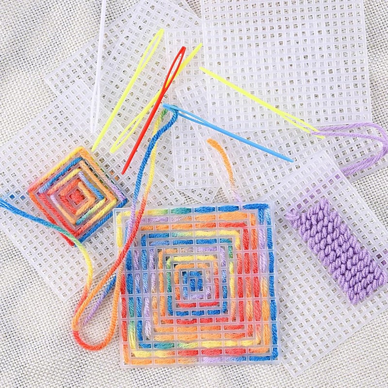 Allazone 45 PCS Mesh Plastic Canvas Sheets Kit, 3 Shape Clear Plastic Canvas, 12 Color Acrylic Yarn for DIY Crafts Embroidery Cross Stitch, Acrylic Yarn Crafting, Knit and Crochet Projects - Image 5