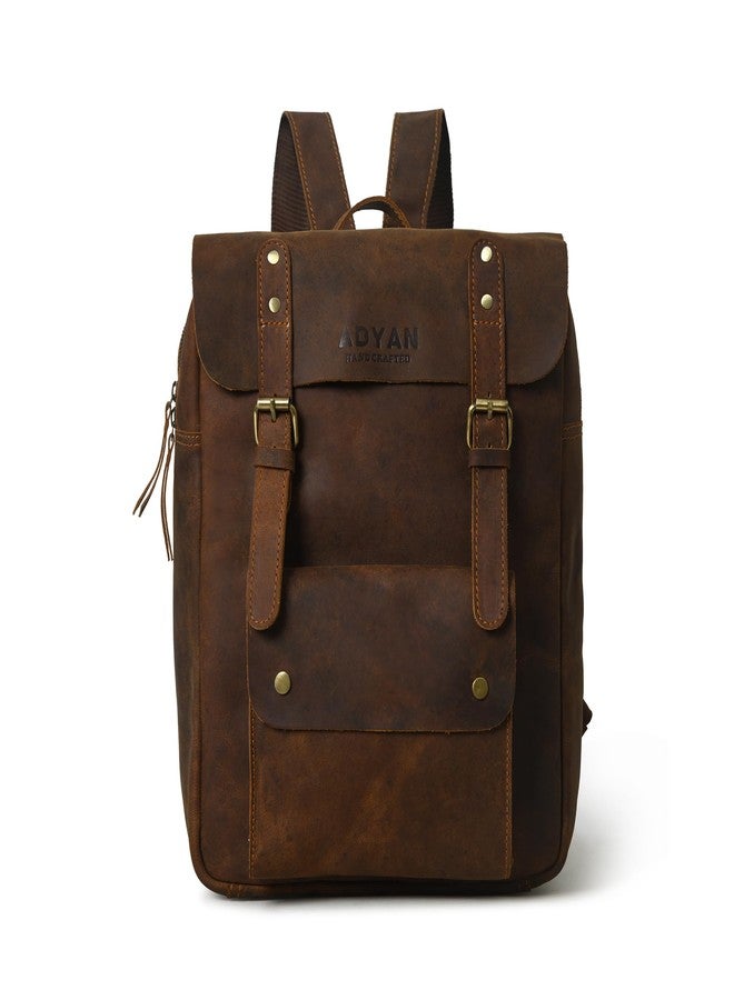 ADYAN Leather Backpack Bag for Men and Women Multi-functional Elegant Daypack Soft Leather Travel Shoulder Bag Office, Shopping, Trip (Brown), Mud Color, 12''L X 15''H X 4''W, Travel Backpacks - Image 1