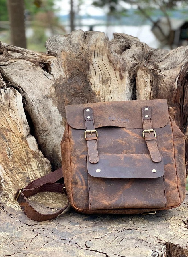 ADYAN Leather Backpack Bag for Men and Women Multi-functional Elegant Daypack Soft Leather Travel Shoulder Bag Office, Shopping, Trip (Brown), Mud Color, 12''L X 15''H X 4''W, Travel Backpacks - Image 5