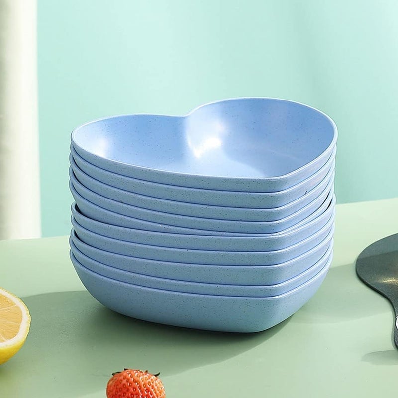 Kolorful1Set Fruit PlateElegant Fiber Heart Shaped Dinner PlatesHeart Plates for SaladDessertSnackCake FruitSteakHousehold Seasoning Dish KitchenParty Blue - Image 4