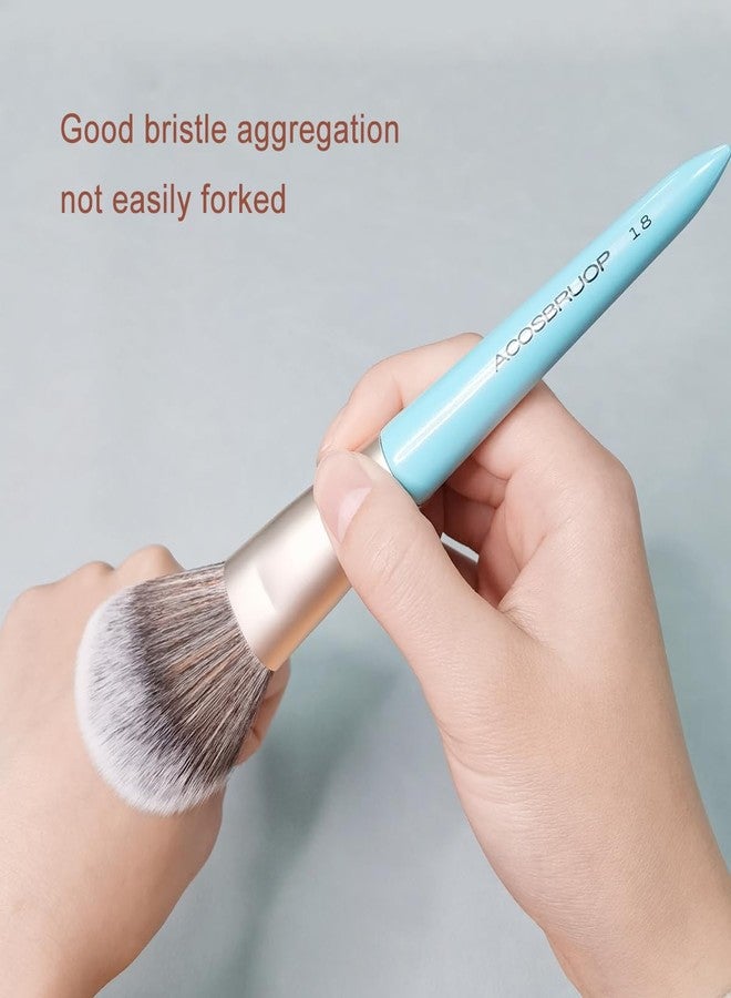 ACOSBRUOP Foundation Brush, Fluffy Powder BRUSH, Big Blush Brush, Bronzer Brush, Proffessional makeup brushes, Soft Bristles, Blue - Image 5