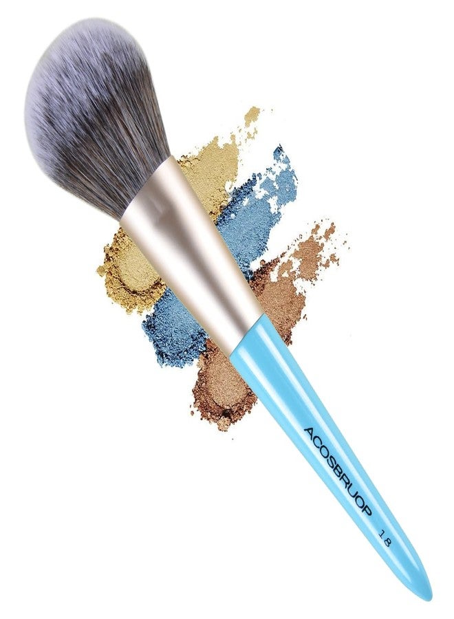 ACOSBRUOP Foundation Brush, Fluffy Powder BRUSH, Big Blush Brush, Bronzer Brush, Proffessional makeup brushes, Soft Bristles, Blue - Image 1