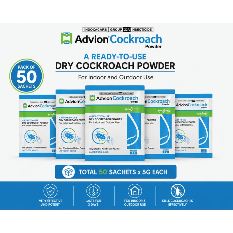 Advion Cockroach Powder 5g – Ready-to-Use Dry Cockroach Killer for Indoor & Outdoor Use (50 Sachets)