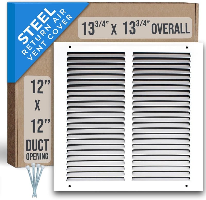 Handua Steel Return Air Grille for 12x12 Duct Opening - White - Image 1