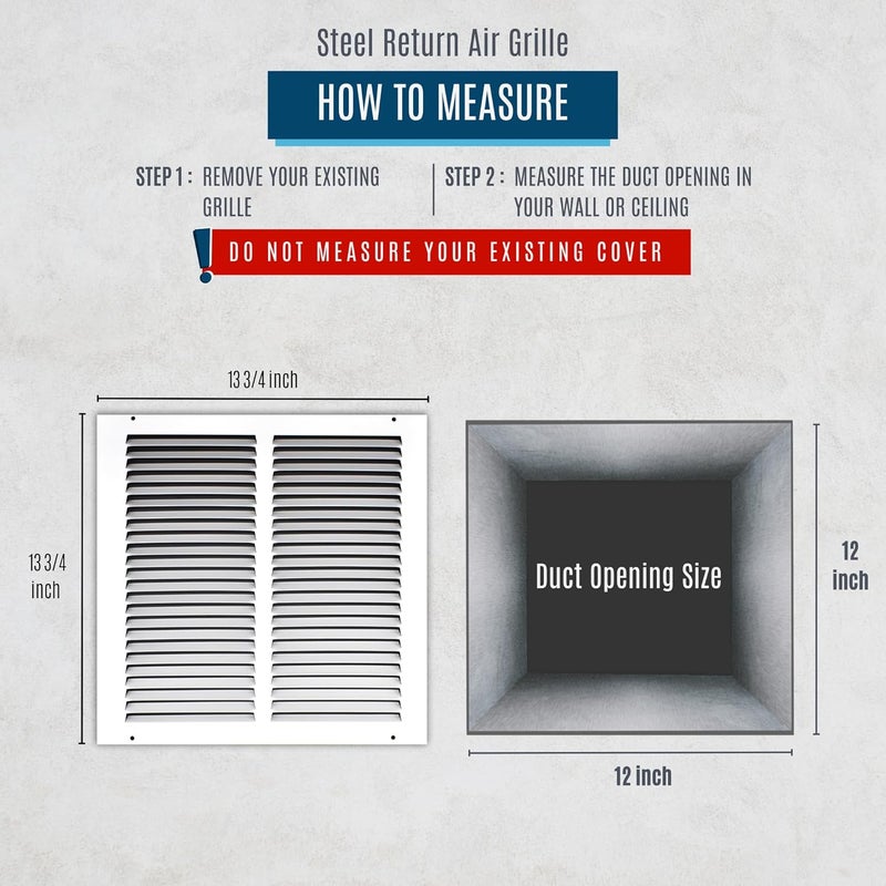 Handua Steel Return Air Grille for 12x12 Duct Opening - White - Image 2
