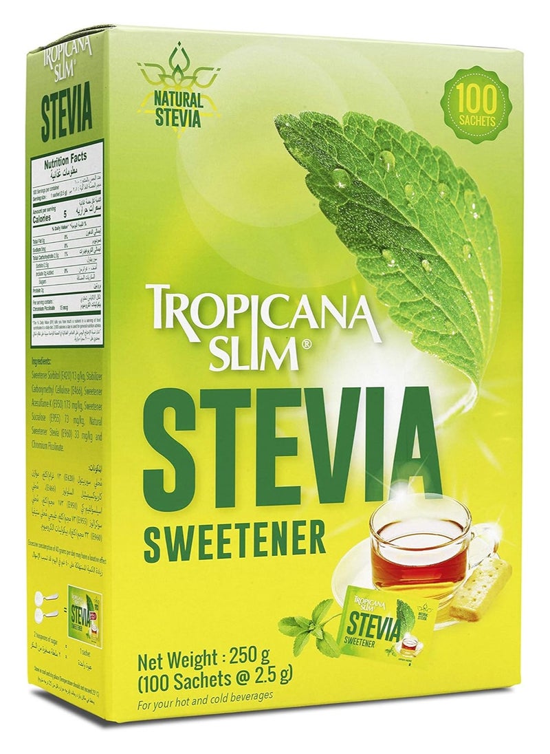 Stevia Sweetener Sachets 100 X 2.5G 250 G
