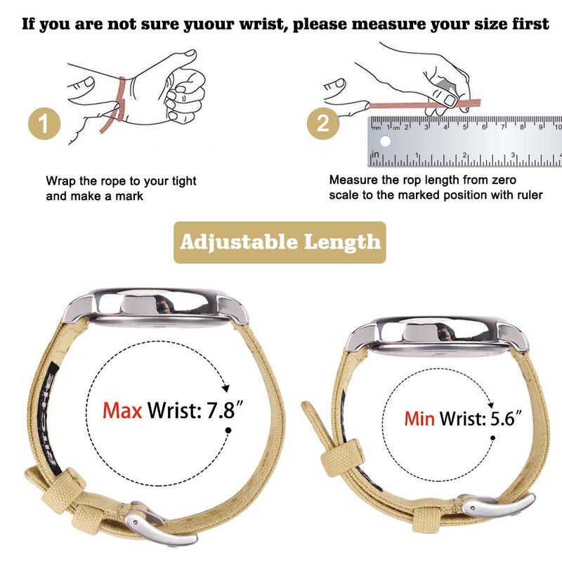 Ritche Christmas Gift 22mm Canvas Wristbands Quick Release Watch Band Khaki Replacement Watch Straps for Men Women, White Elephant Gifts, Stocking Stuffers for Men - Image 5