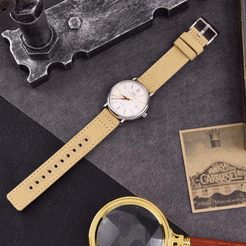 Ritche Christmas Gift 22mm Canvas Wristbands Quick Release Watch Band Khaki Replacement Watch Straps for Men Women, White Elephant Gifts, Stocking Stuffers for Men - Image 2