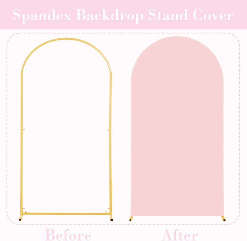 Suppromo Pink Arch Cover 3 Set Pink Arch Backdrop Cover 4FT, 5FT, 6FT Spandex Wedding Arch Stand Covers for Birthday Party Baby Shower Girls Bridal Shower Wedding Banquet Photo Background Decorations - Image 3